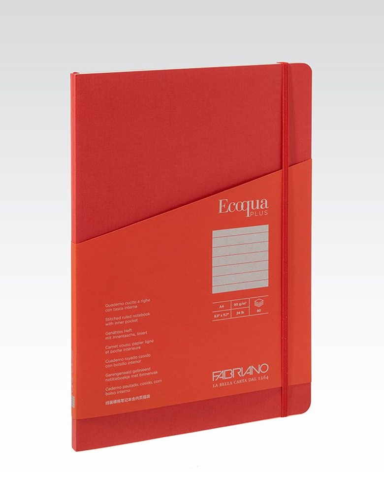 Fabriano Ecoqua Plus NoteBook A4 Lined 80 Sheets