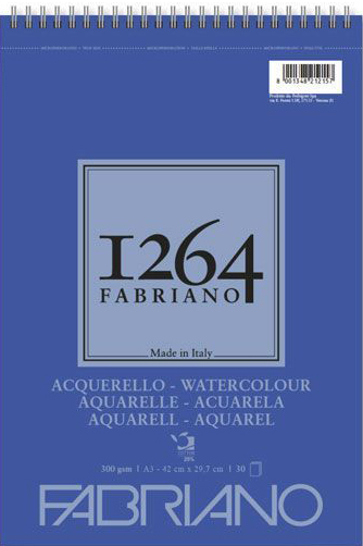 Fabriano 1264 Watercolor Spiral Bound A5, 20 Sheets 300 gm