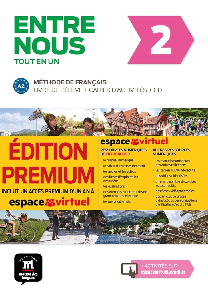 Entre nous Tot en un 2 Premium Livre de lélève + Cahier + CD