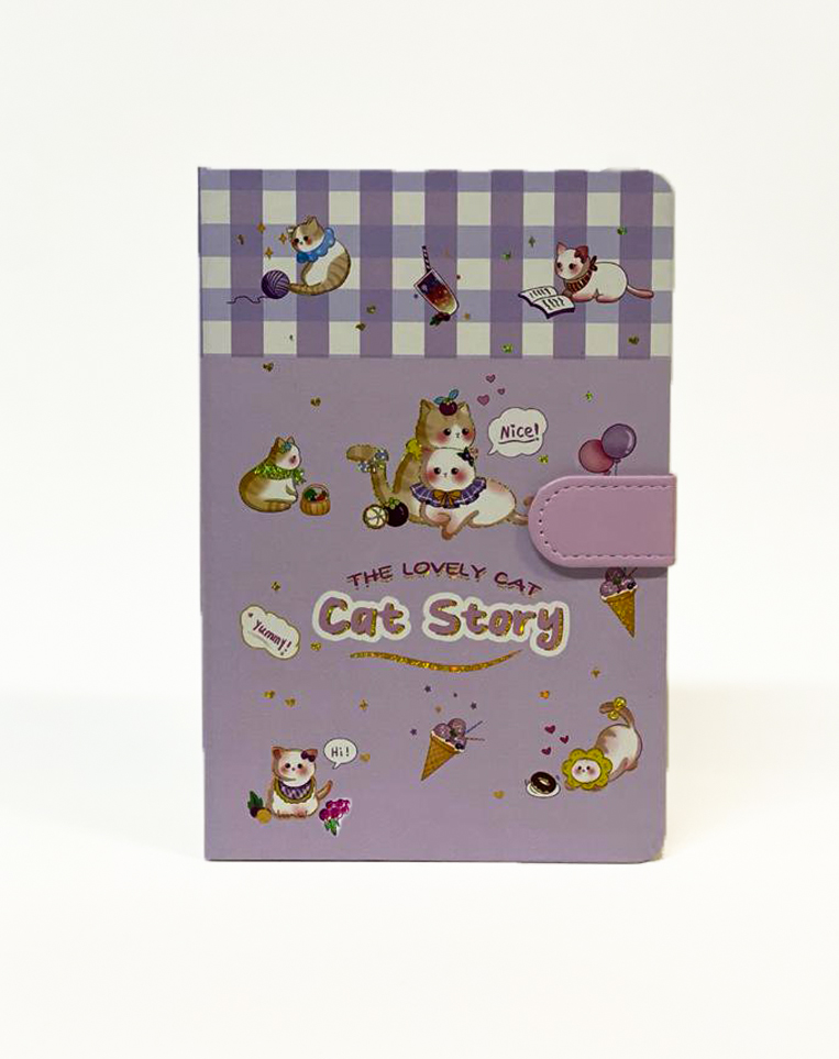 Notebook A5 Hardcover with Button, Cat Story