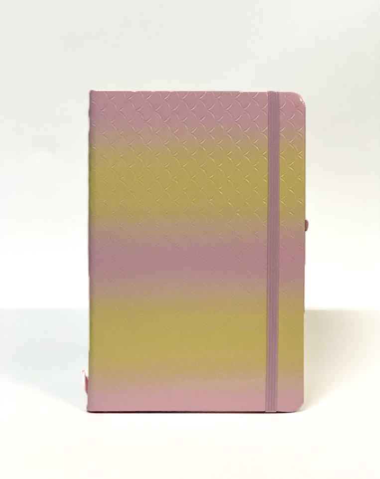 Notebook A5 Hardcover with Rubber and Pen Holder, Pink and Yellow Gradient 