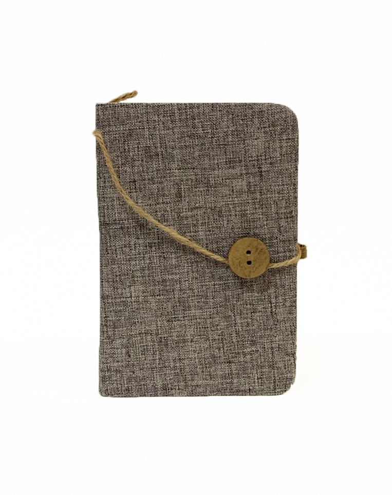 Notebook A6 Canvas Hardcover with Button, Grey 