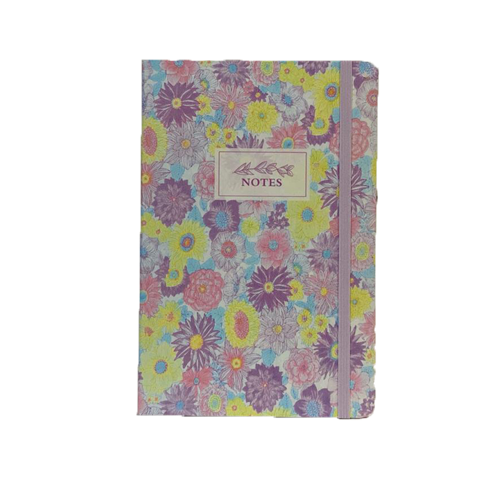 Notebook A5 Hardcover with Rubber, Flowers