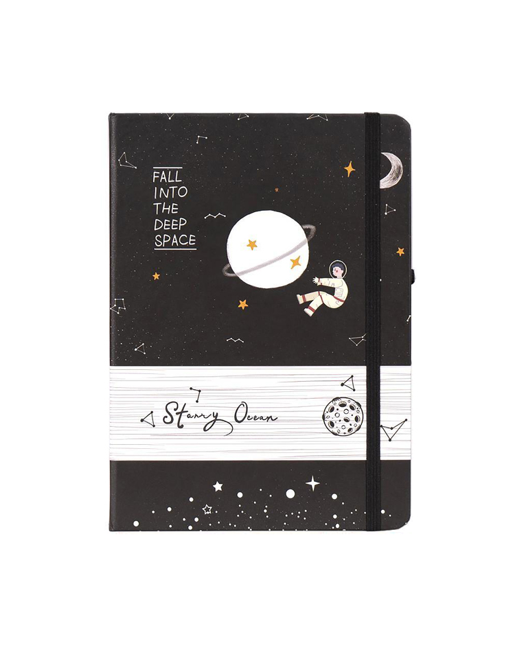 Notebook A6 Hardcover with Rubber, Starry Ocean