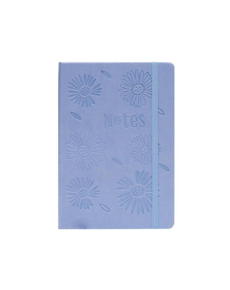 Notebook A6 Hardcover with Rubber, Sky Blue Flowers