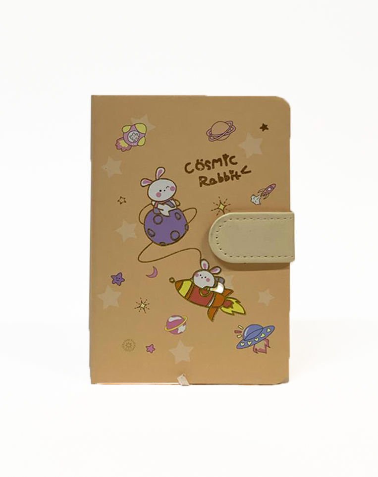 Notebook A6 Hardcover with Magnetic Clip, Cosmic Rabbit