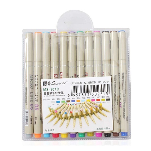 Micro-Line 05, Fineliner Pen Pack of 12 Colors
