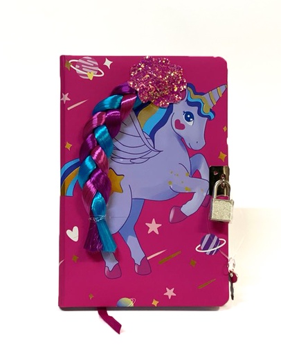 Diary Book, Unicorn with Lock and Key