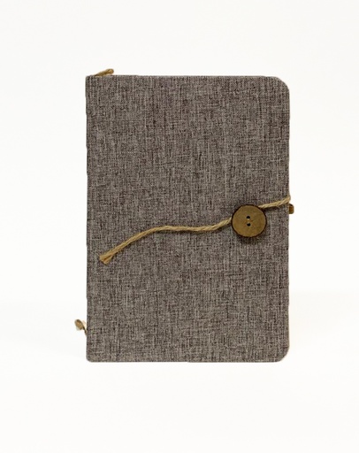 Notebook A5 Canvas Hardcover with Button, Grey