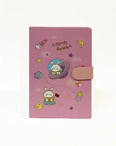 Notebook A5 Hardcover with Button, Cosmic Rabbit