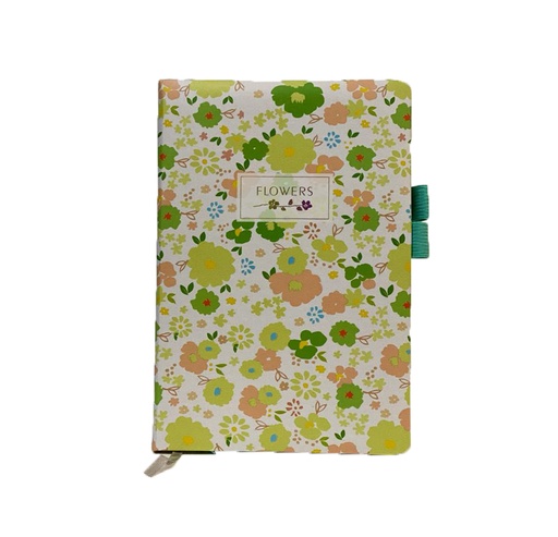 Notebook A5 Hardcover with Pen Holder, Flowers