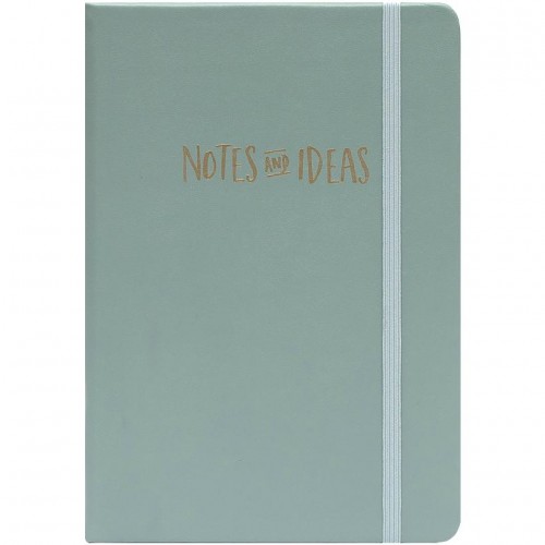 Notebook A5 Hardcover with Button, Noted and Ideas Green