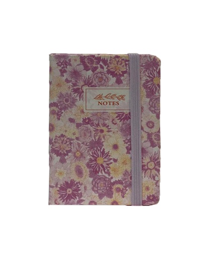 Notebook A7 Hardcover with Rubber, Flowers