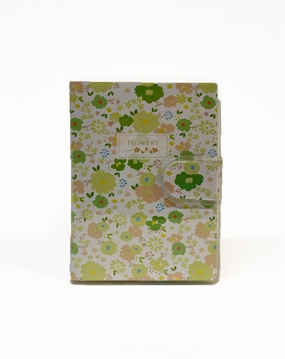 Notebook A7 Plastic Cover, Green Flowers