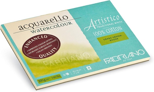 Fabriano Artistico Acquarello Watercolor Traditional White 300 gm (COTTON), Rough