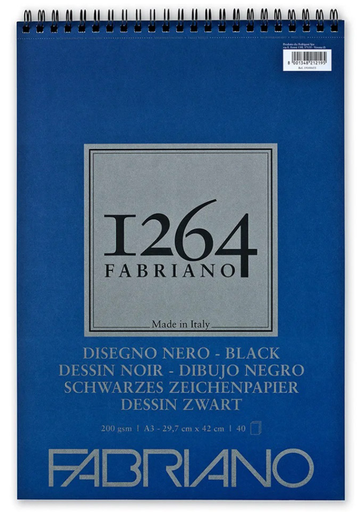 Fabriano 1264 Spiral Bound, Black Sheets (A3, A4, A5) 200 gm