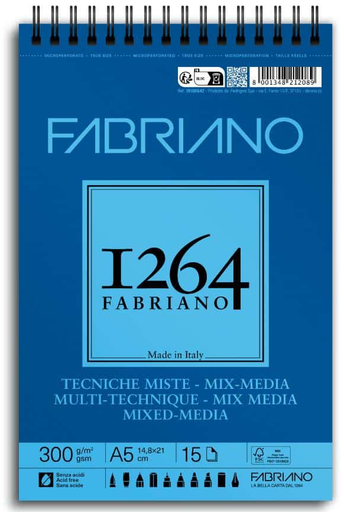 Fabriano 1264 Mix Media Spiral Bound (A4, A5) 300 gm 